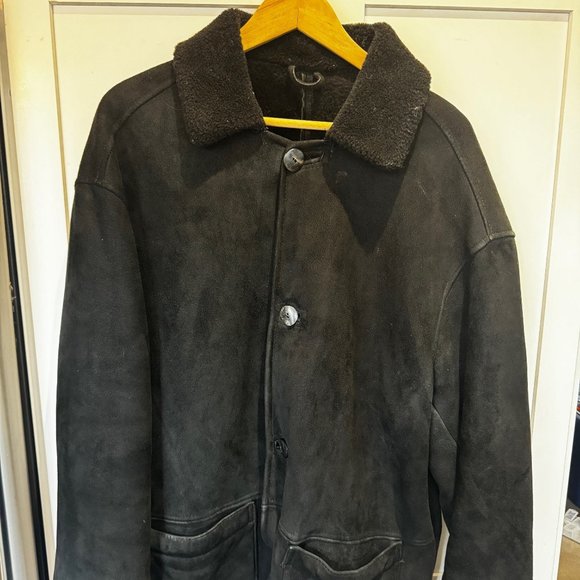 Vintage Barney's Black Shearling Coat in Size Large